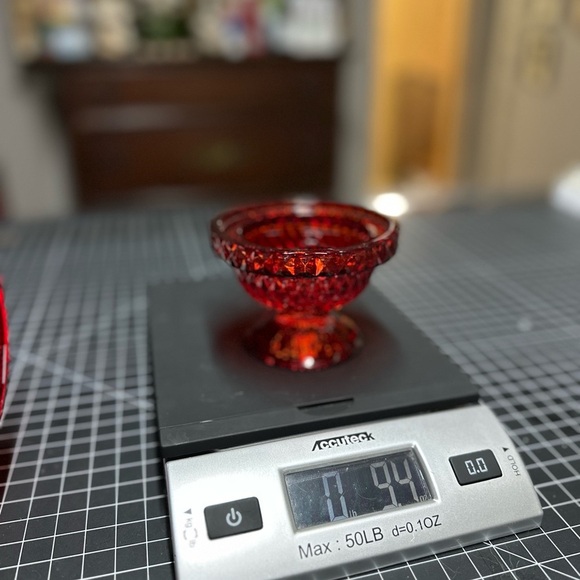 Viking Glass Ruby Red/Amberina Diamond Point Fairy Lamp Light Candle Displays - Picture 6 of 9